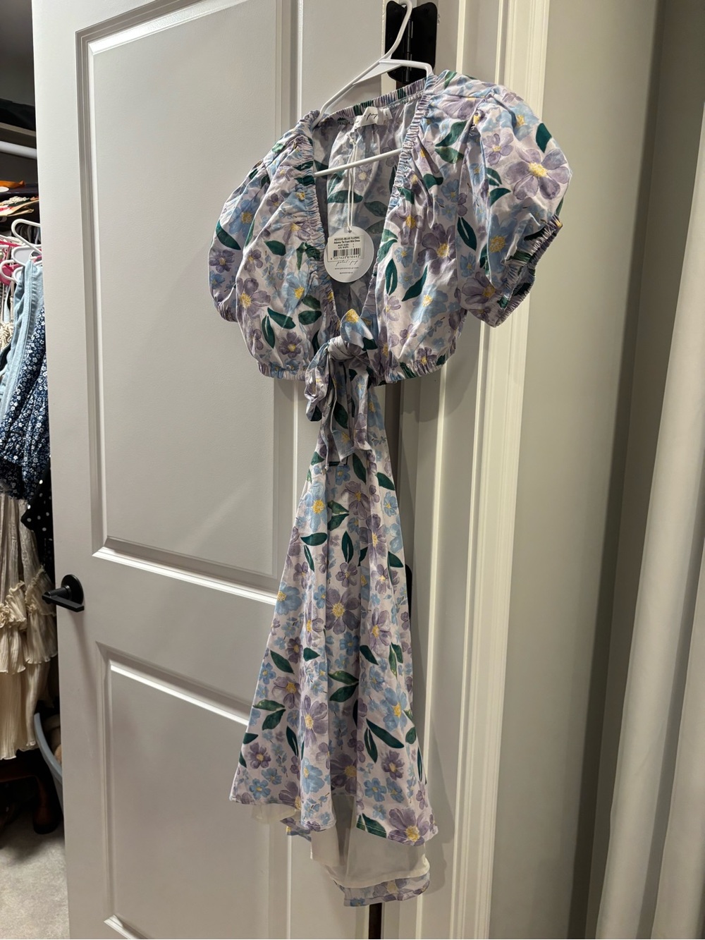 Lavender Floral Tie-Front Dress